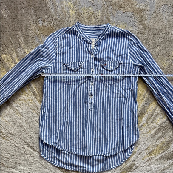 Hollister Navy and White Striped Shirt - Picture 4 of 6